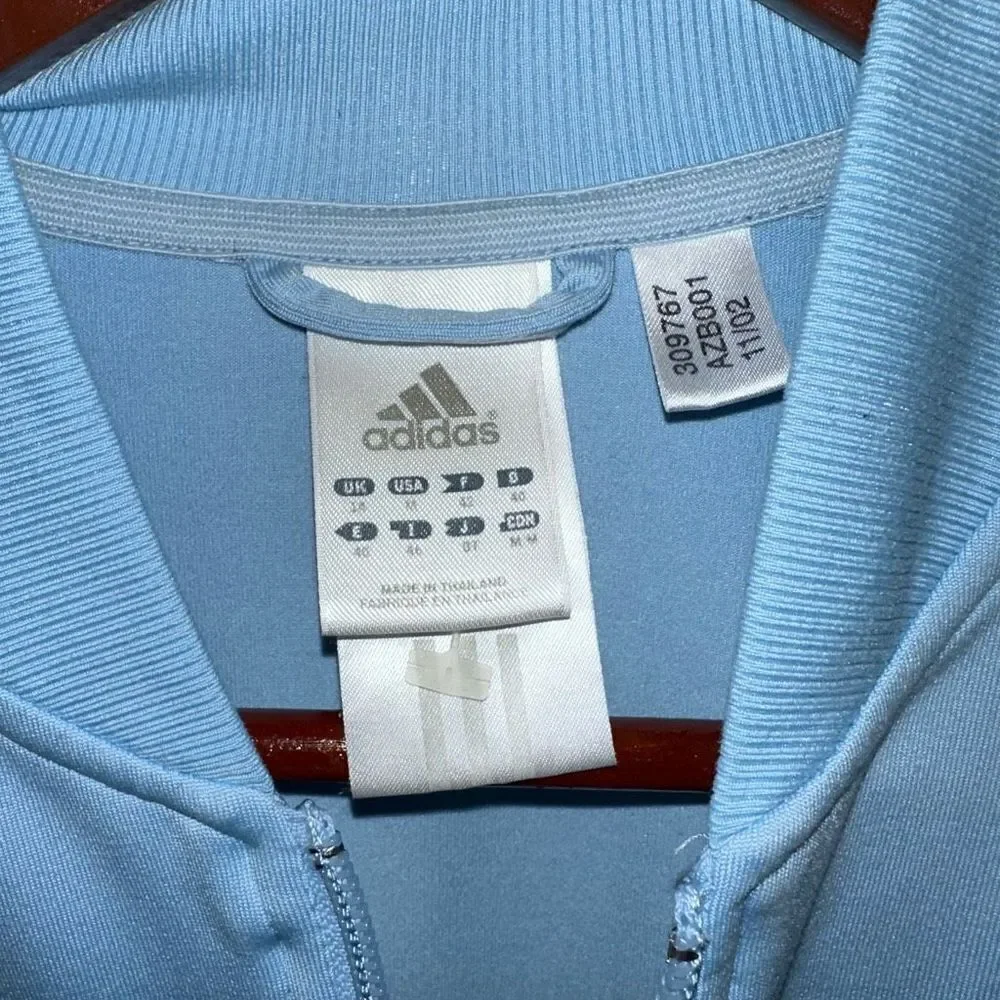 Adidas Women’s Medium Solid‎ Baby Blue Y2K Lightweight Full Zip Track Jacket